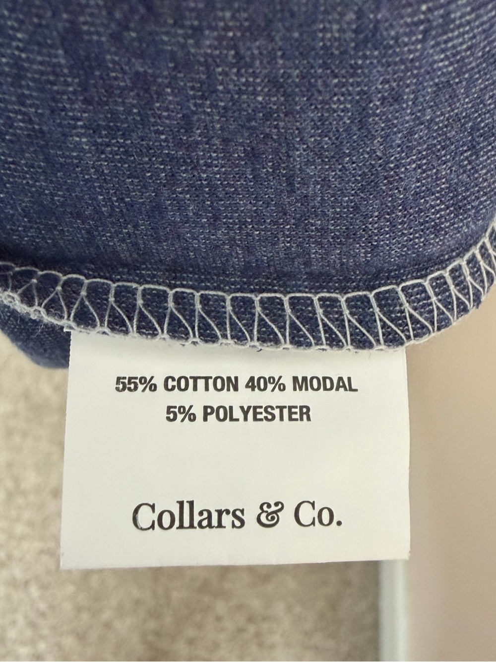 NWT Collars & Co. Navy Blue Gray Trim Heather Cloud Cotton Quarter Zip Medium - Picture 5 of 5
